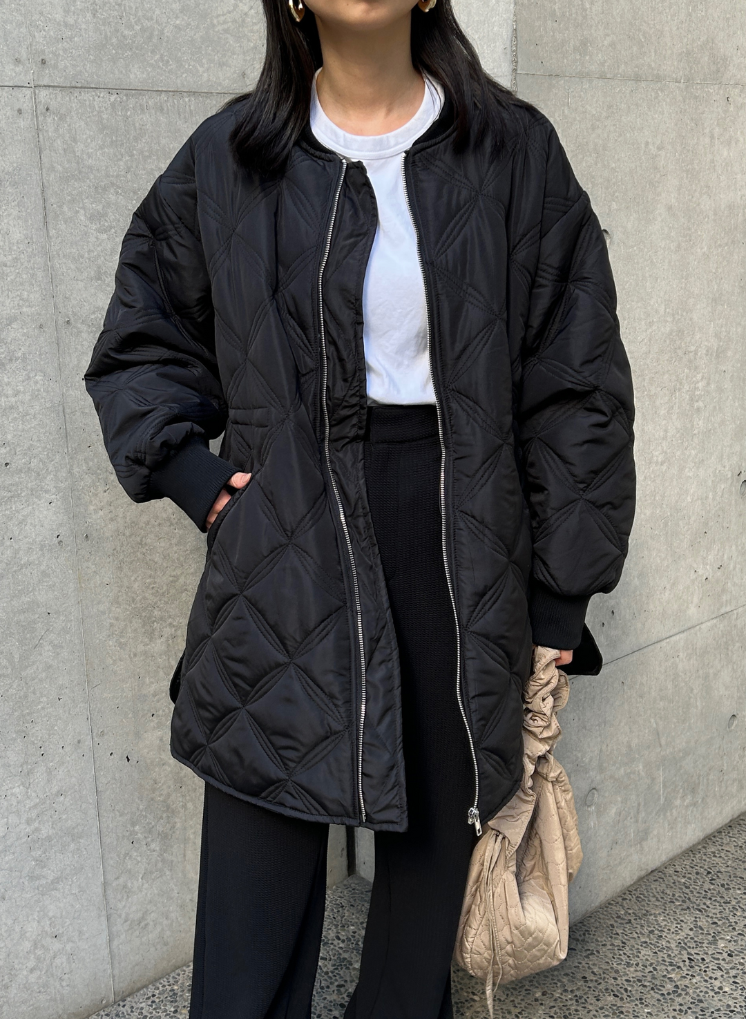 DRAWSTRING QUILTING COAT