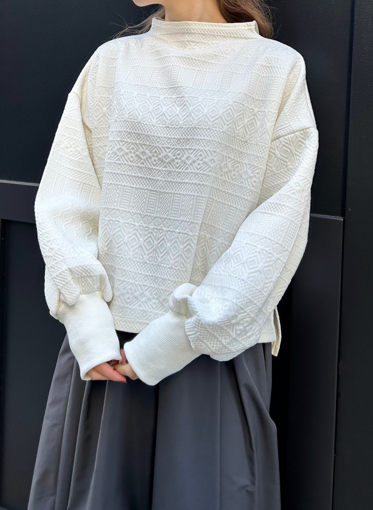 ella_selectshop オフホワイト　ジャガード　プルオーバー　ヨリ ella_selectshop オフホワイト ジャガード プルオーバー ヨリ